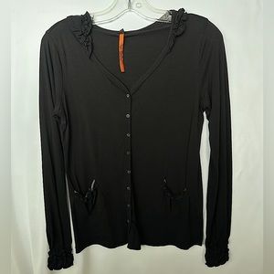 Cop Copine Black Button Up Long Sleeve Cardigan